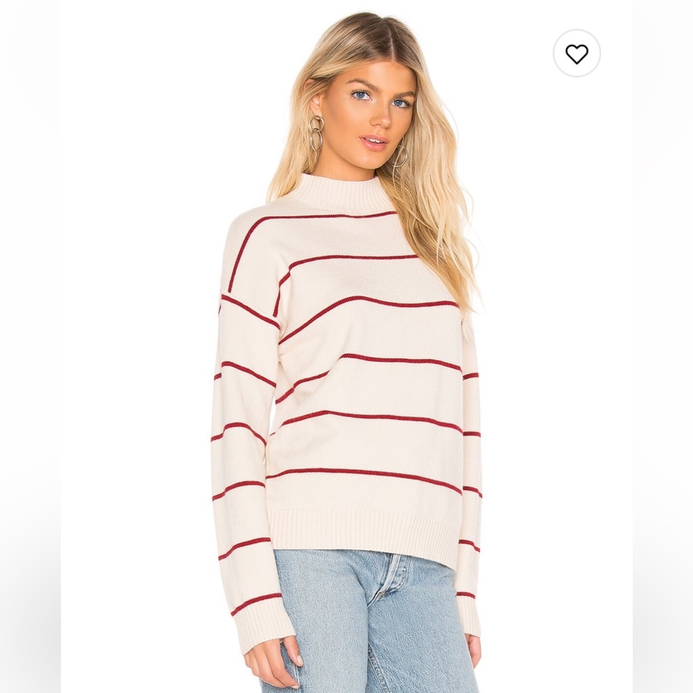 ABOUT US Revolve Striped Sweater Red Cream